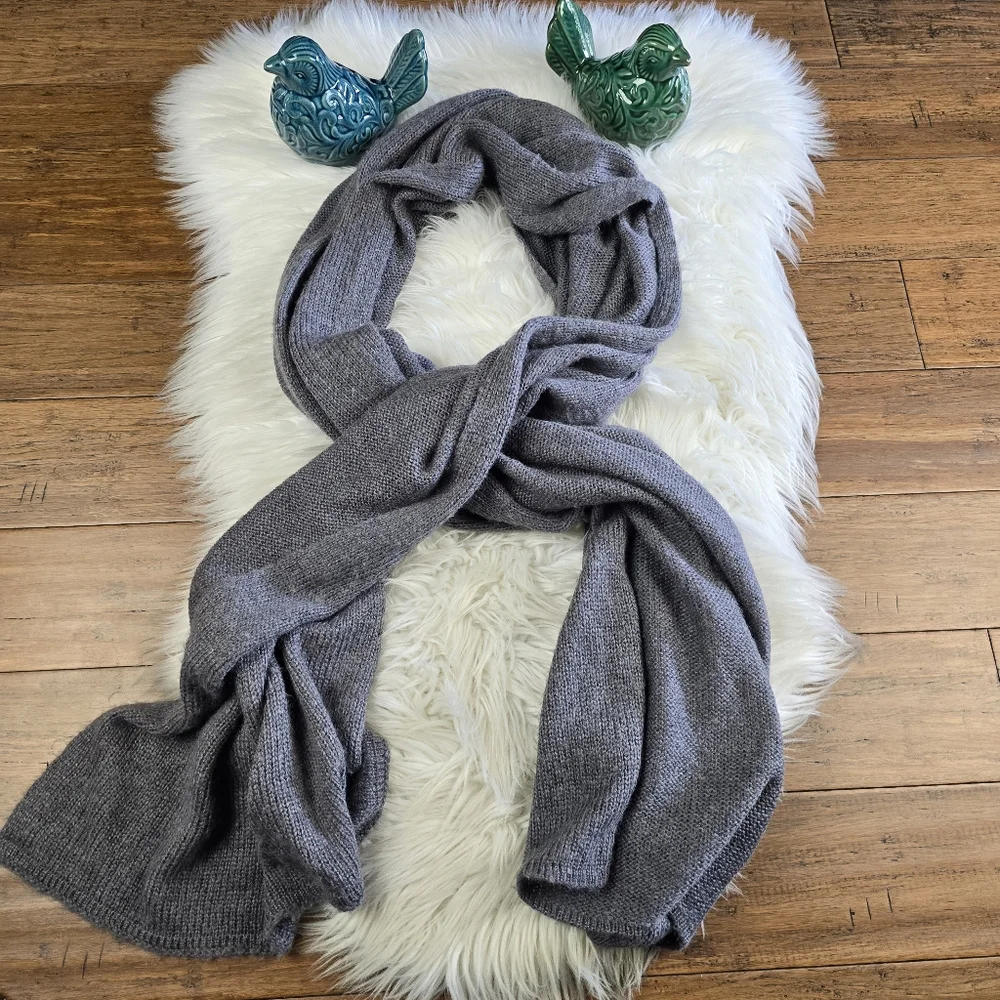 Wooden Ships Gray Wool Mohair Blend Scarf Wrap Poncho